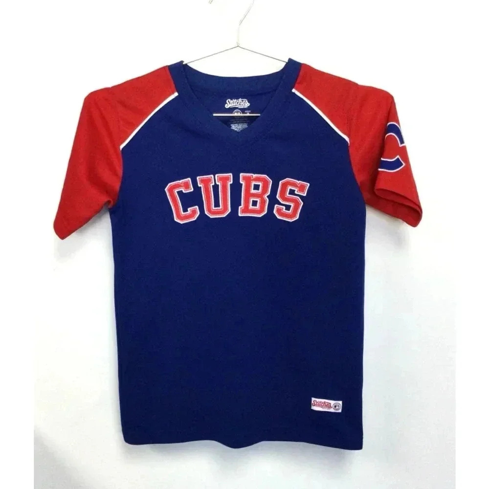 Vintage Boys Stitches Cubs T-Shirt‎ Small Blue Red